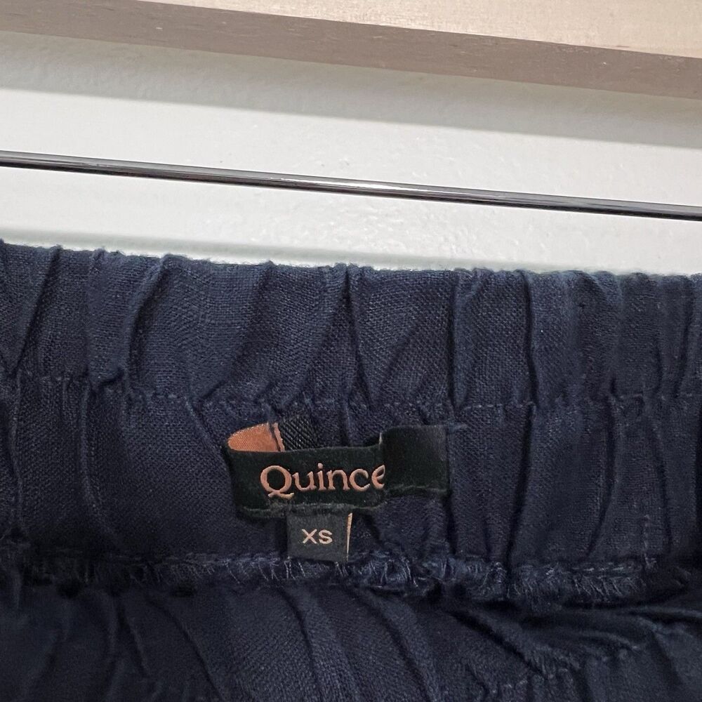 Quince 100% European Linen Maxi Skirt Deep Navy XS Side Slit Pockets Coastal - Picture 5 of 13